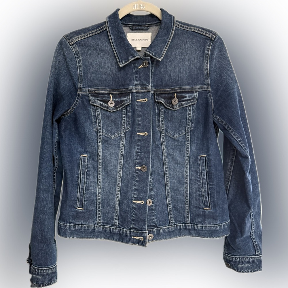 Vince Camuto Blue Denim Jacket, Silver Hardware, Sz M